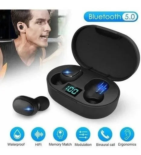 Fone De Ouvido Sem Fio E6s Bluetooth 5.0 Tws Com Tela LED Digital